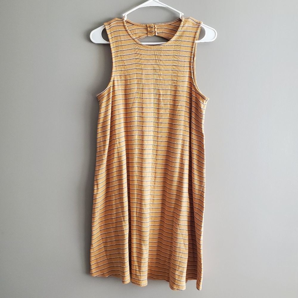 American Eagle Yellow Ribbed Knit Striped Dress Size Small NWT